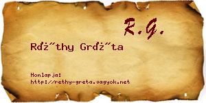 Réthy Gréta névjegykártya